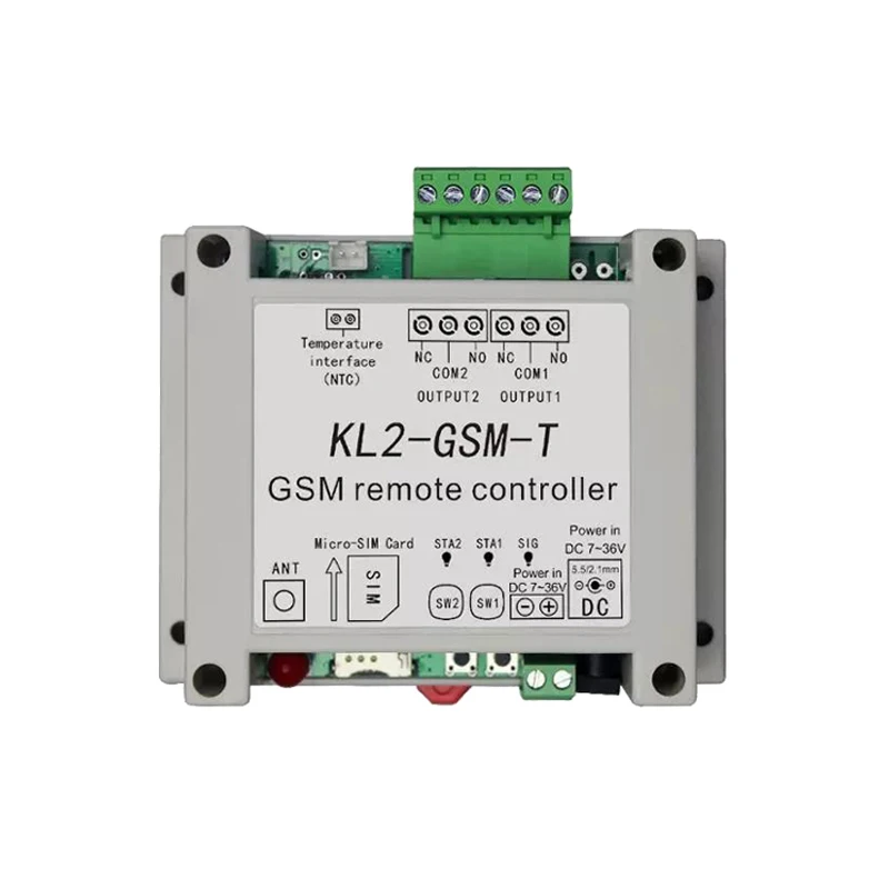 GSM 2 Way Relay Controller SMS Call Temperature Sensor Remote Control Smart Home Automation SIM Switch Garage Door Opener