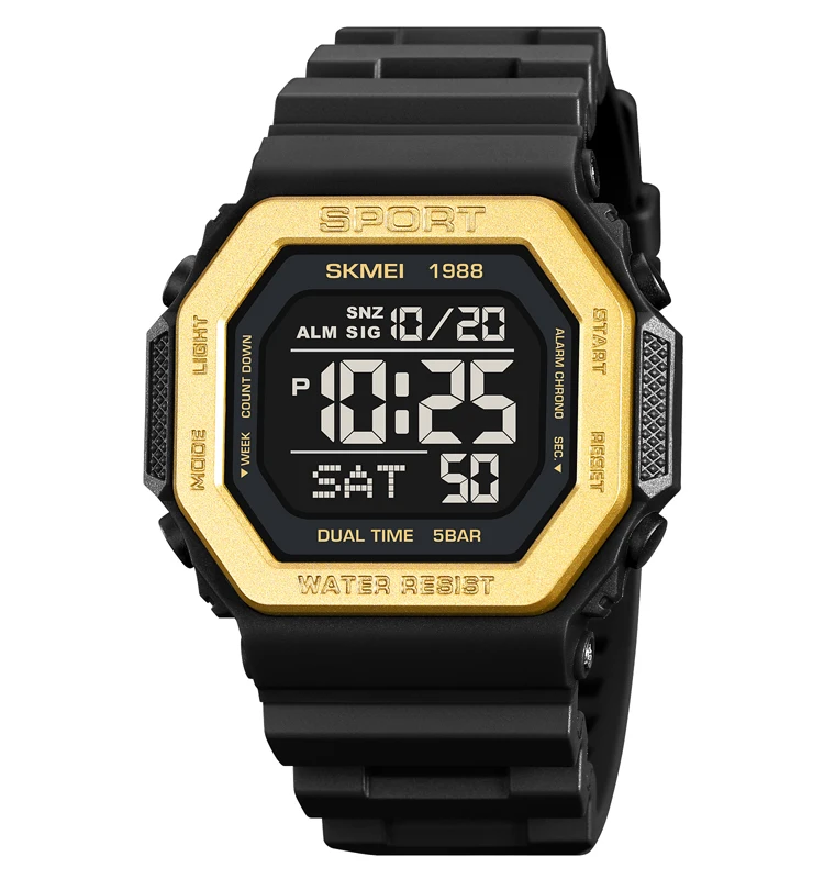 Fashion Digital Wristwatch Men Skmei 1988 Waterproof 50 Meters Black Army Green Watch