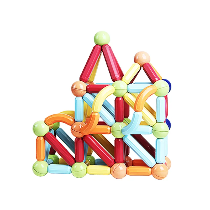 3d Magnet Safest Colorful Stick And Rods Set Kids Creative Flexible Magnetic Building Sticks And Balls Blocks magnetic stick toy