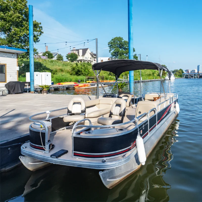 China factory customized wholesale aluminum fishing cruising party pleasure leisure aluminum pontoon boat for sale