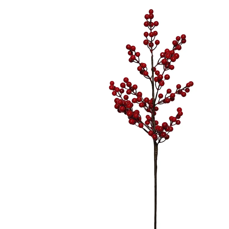 Home Decoration Faux Flower 21 Forks Artificial Plants Christmas Berry Red