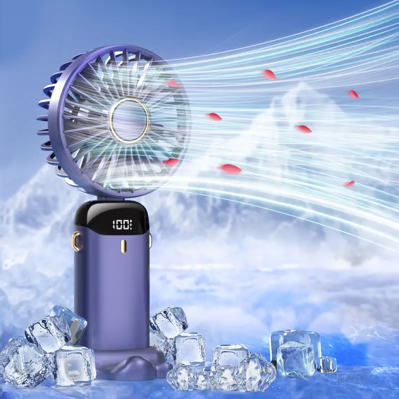 Rechargeable Air Circular Hand Fan Outdoor 2000mAh Handheld Portable USB Ventiladores Foldable Electric Mini Fan