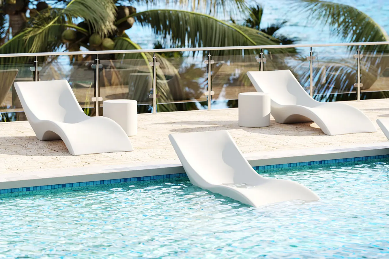 In-pool Ledge Pool Lounger Outdoor In Water Sun Chaise Chair Furniture In-pool Chaises For Sale