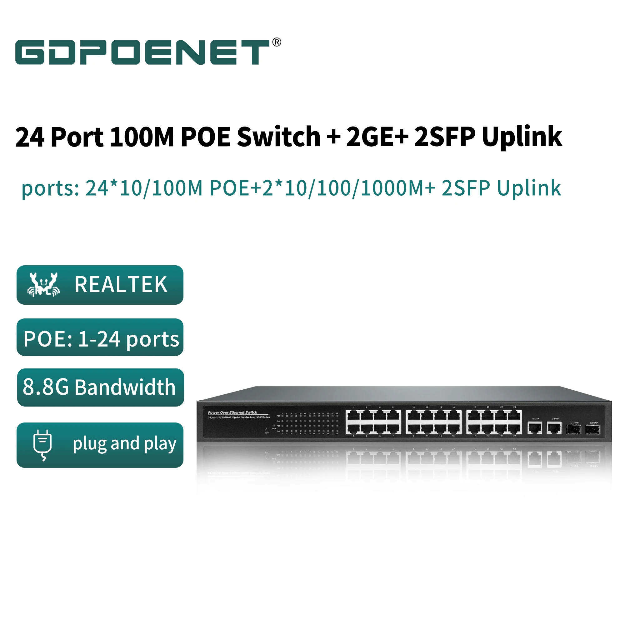 OEM 4 8 16 порт неуправляемый Быстрый Ethernet PoE коммутатор Поддержка 10/100 м сети 802.3af/at встроенный DC48V источник