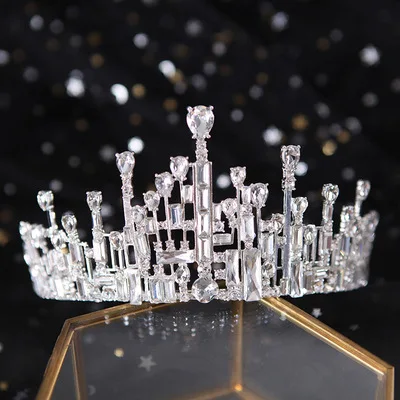 Винтажная модная тиара невесты дизайнерская женская Корона со стразами для свадьбы
