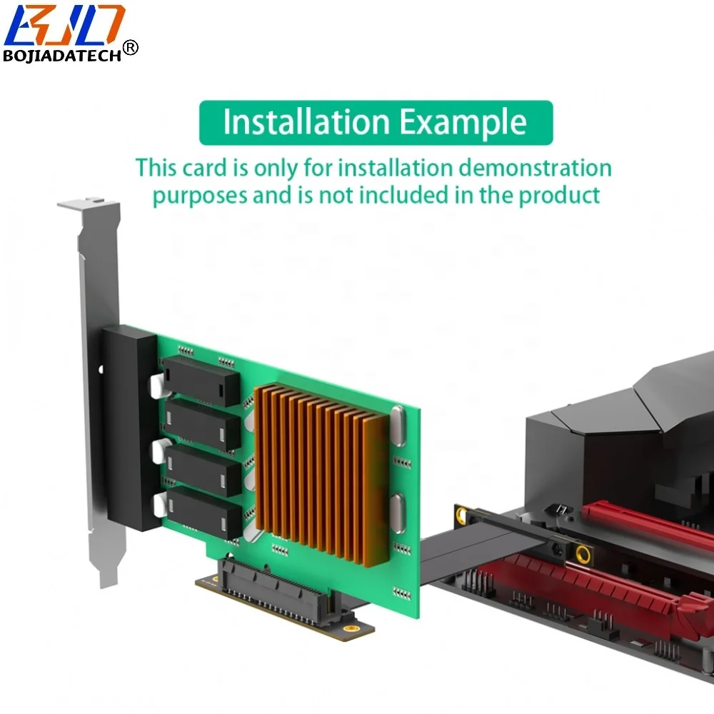 PCI-E 4.0 4X to X4 Extender Riser Card Extension Cable 90D90D 0.1M 0.15M 0.2M 0.3M 0.4M 0.5M 0.6M 0.7M 0.8M 0.9M 1M 1.1M 1.2M