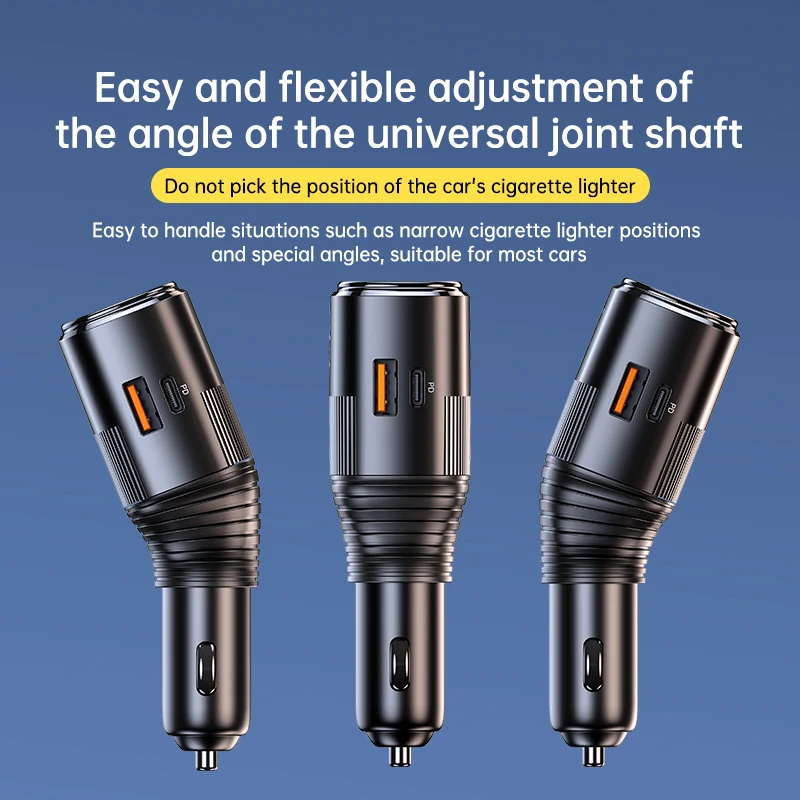 4 in 1 Car Charger 145W Ultra High Power Lighter Cigarette Socket Type-C PD45W Super Fast Charging