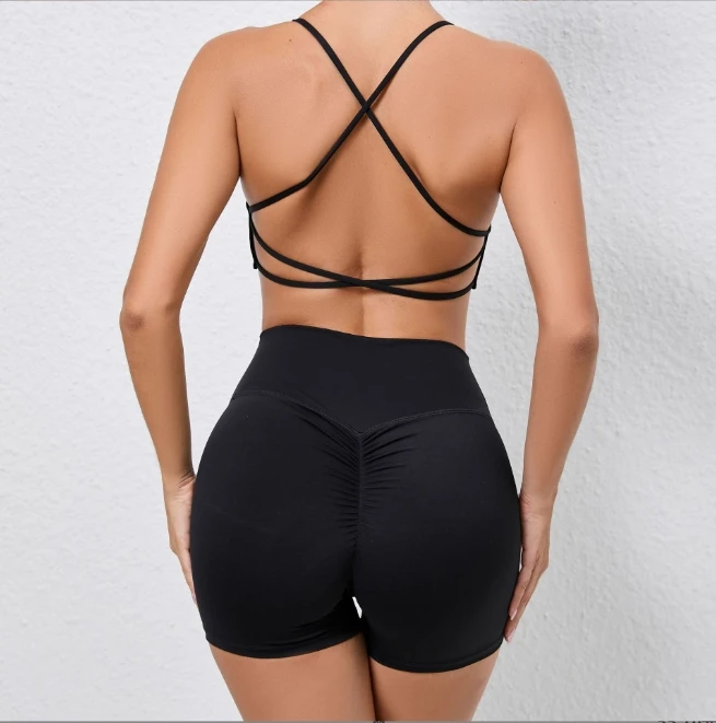 European and American Straps Beautiful Back Bra Shorts Yoga Set Running Quick Drying Tight Fitting Sports And Fitness Clothes