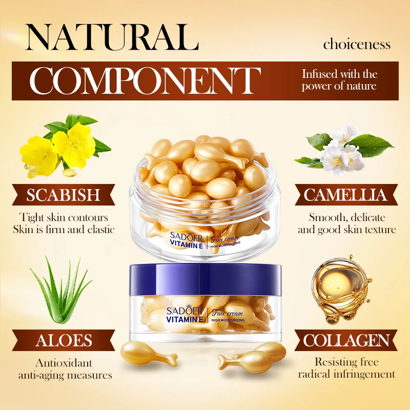 OEM SADOER Private Label Whitening Antioxidant Firming Hydrating Face Cream Evening Primrose Vitamin E Moisturizing Facial Cream