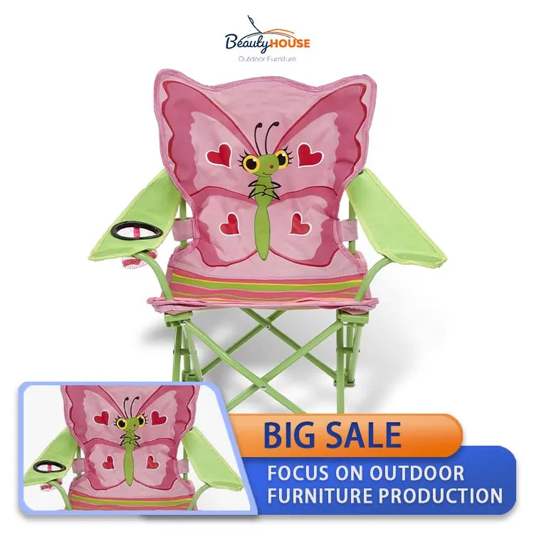 Cartoon Printed Backpacks Kids Beach Folding Fabric Kids Camping Chairs Support Custom Outdoor Carton Contemporary Fixed Size Cm