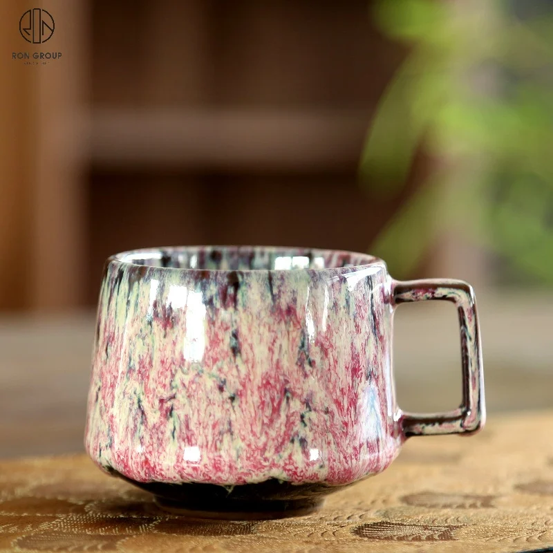 Latest model retro pottery handmade kiln change vintage water latte coffee mug large 180ml ceramic tea cup with handle