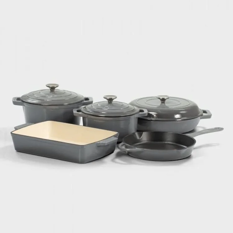 Кухонная эмалированная чугунная посуда набор из 5 предметов чугунные кастрюли премиум-класса для голландской духовки готовки