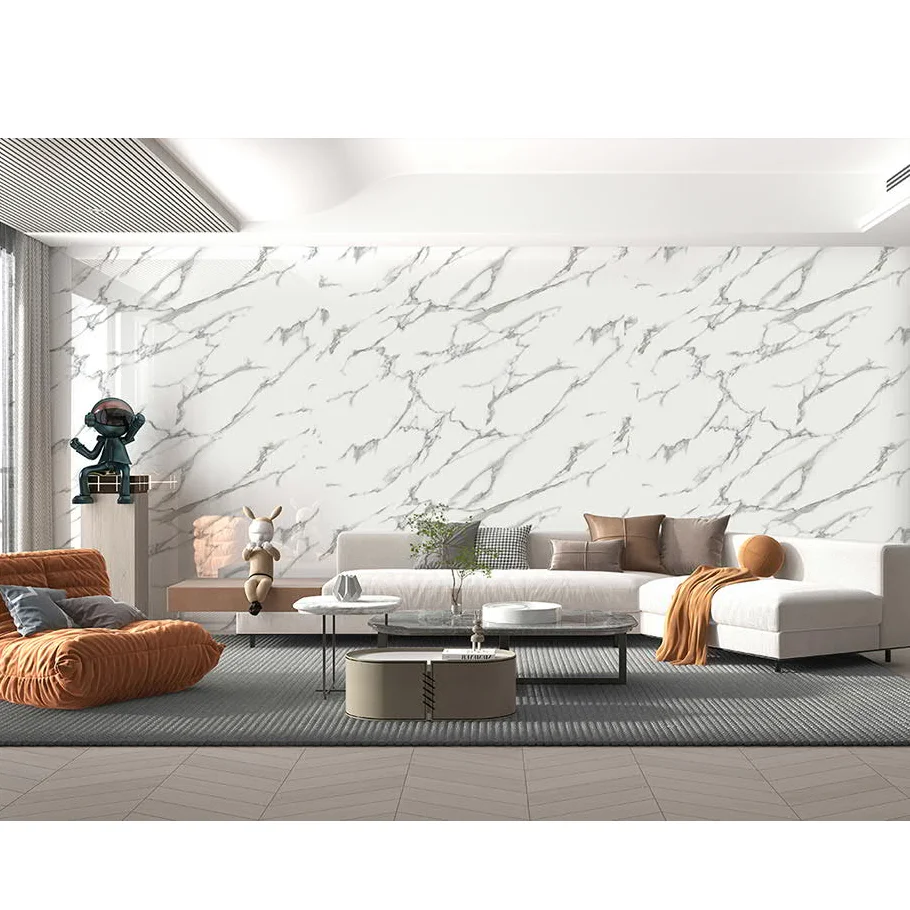 factory price oem 3m roll 40/60/120cm width pvc mable sticker gloss sticker wall paper sticker 3d pvc wall decoration