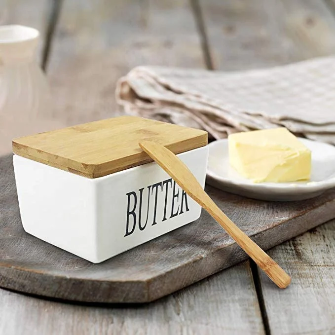 Airtight Porcelain Container Butter Dish Holds Up to 2 Sticks of butter