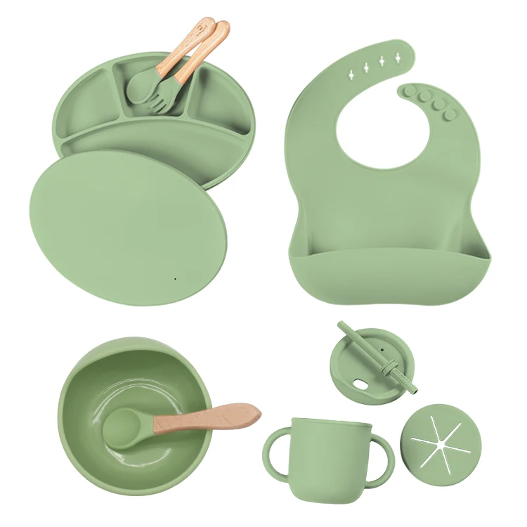china wholesale price 2 piece cartoon tableware asl dinnerware silicone baby feeding set approved