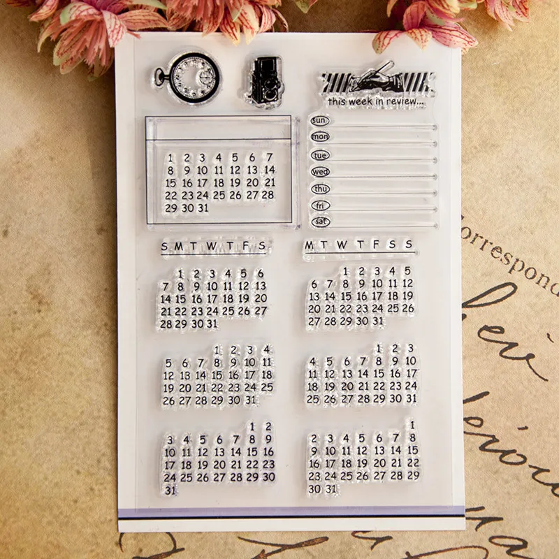 Custom T9011 Calendar Transparent Silicone Seal Clear Stamps Rubber Stamps for Children DIY Scrapbooking