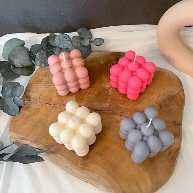 Festival Hot Sale Soy Wax Scented 3D Round Korea Bubble Cube scented candle
