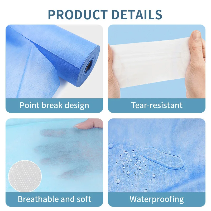 20g Soft Disposable Bed Sheets Spa Bedsheet Non Woven Massage Table Paper Roll for Tattoo Massage Exam Tables Spa