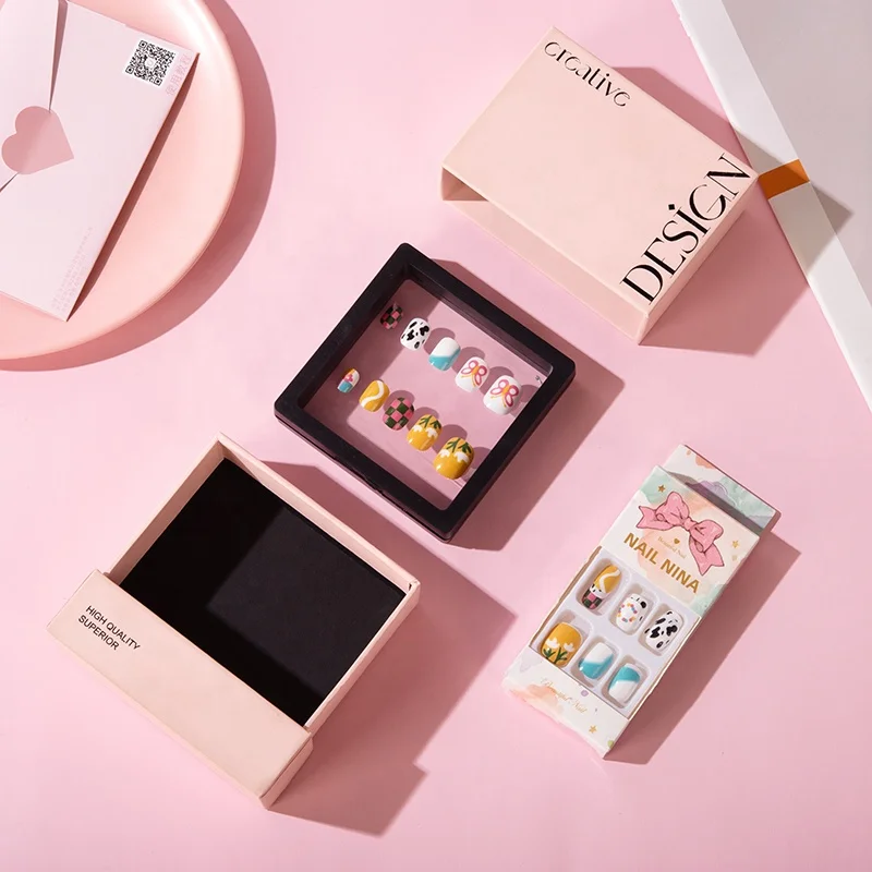 wholesale false nails packing box empty luxury press on nail packaging box custom press on nail boxes for press ons