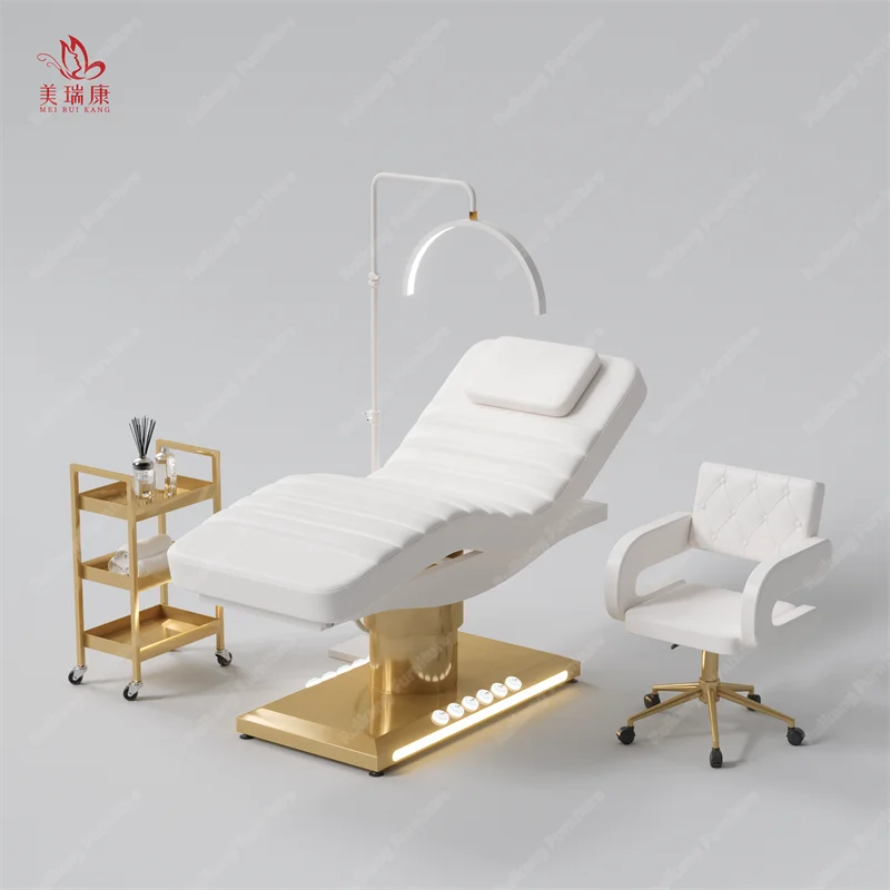 Facial Beauty Bed Electric Spa Treatment Massage Table with One-Button Intelligent Lifting Breathing Head Hole and Heating