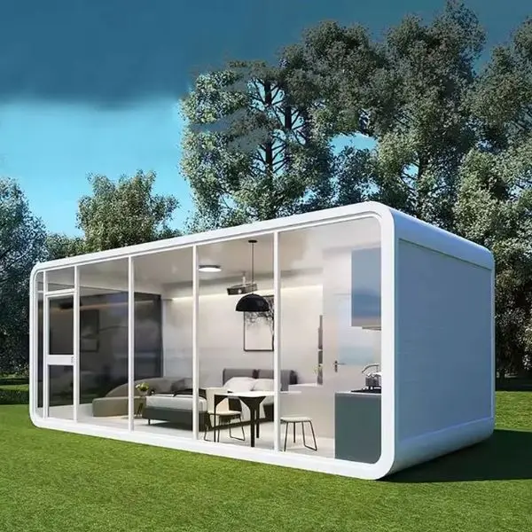 luxury small smart one room tiny glass houses villa modular customizable prefabricated prefab apple cabin container house