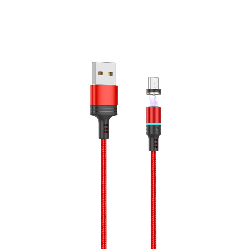  corn nylon cable 2a fast charger magneticr charge for micro/Lightning/Type C with LED