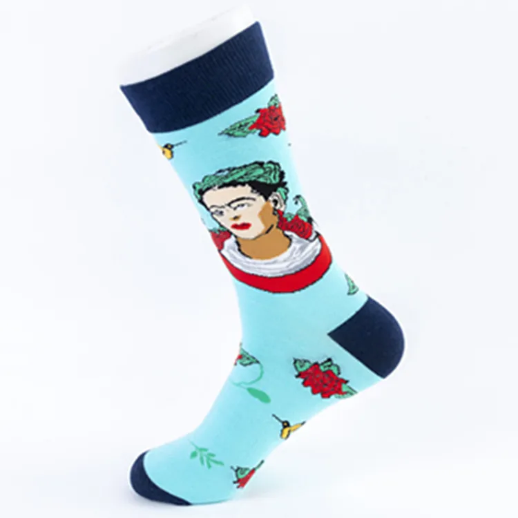 wholesale Indian women cartoon pattern socks cotton men crew happy socks