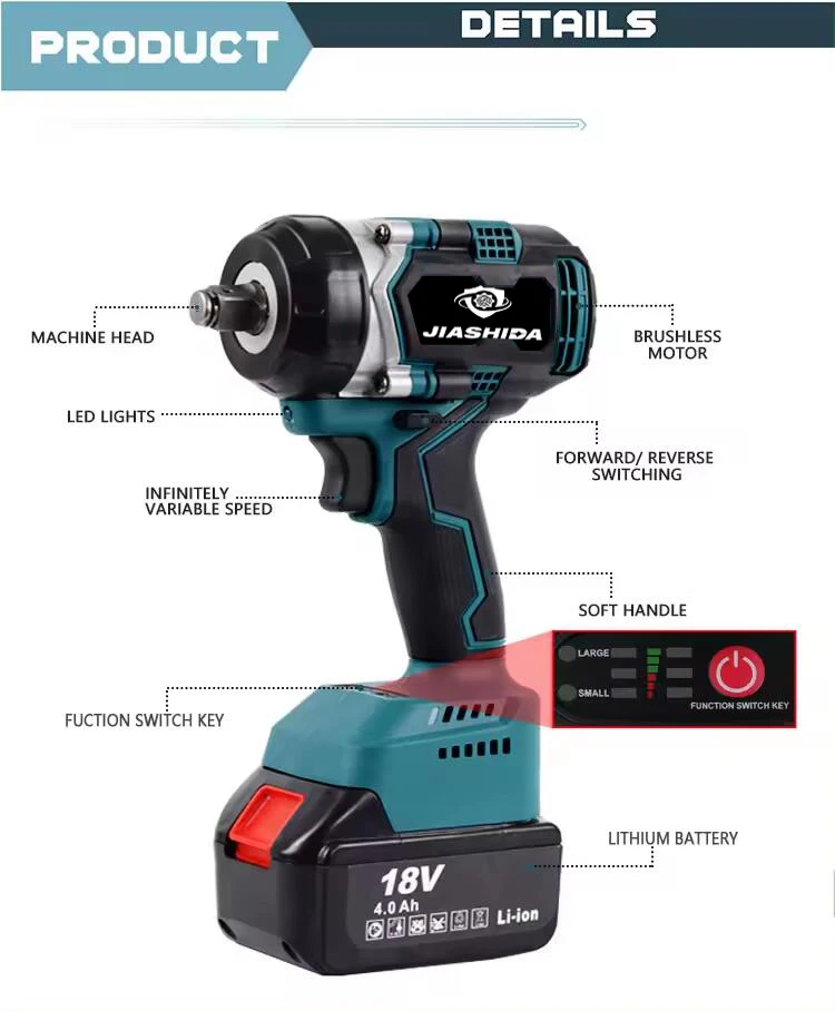 310NM Brushless Electric Wrench 3/4 Inch Cordless Impact Wrench 588VF Battery Handheld Power Tool for Makita 18v Battery DIY
