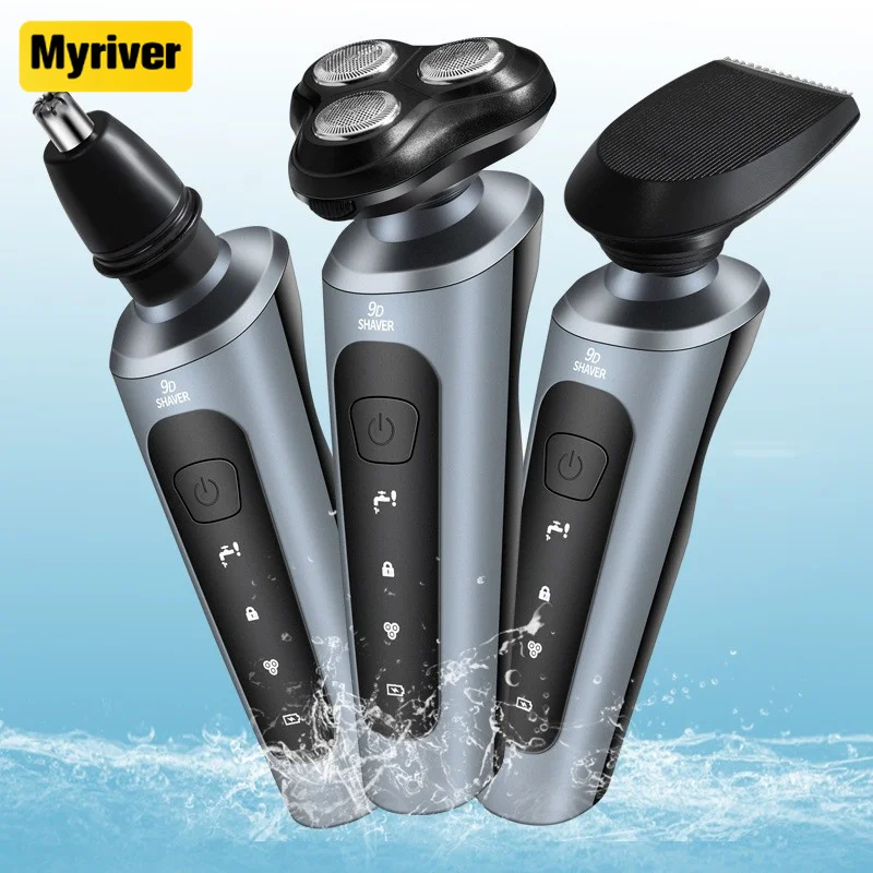 Myriver Waterproof Electric Face Shaver Razor For Men, 3D Floating blade Washable USB Rechargeable Shaving Beard Machine