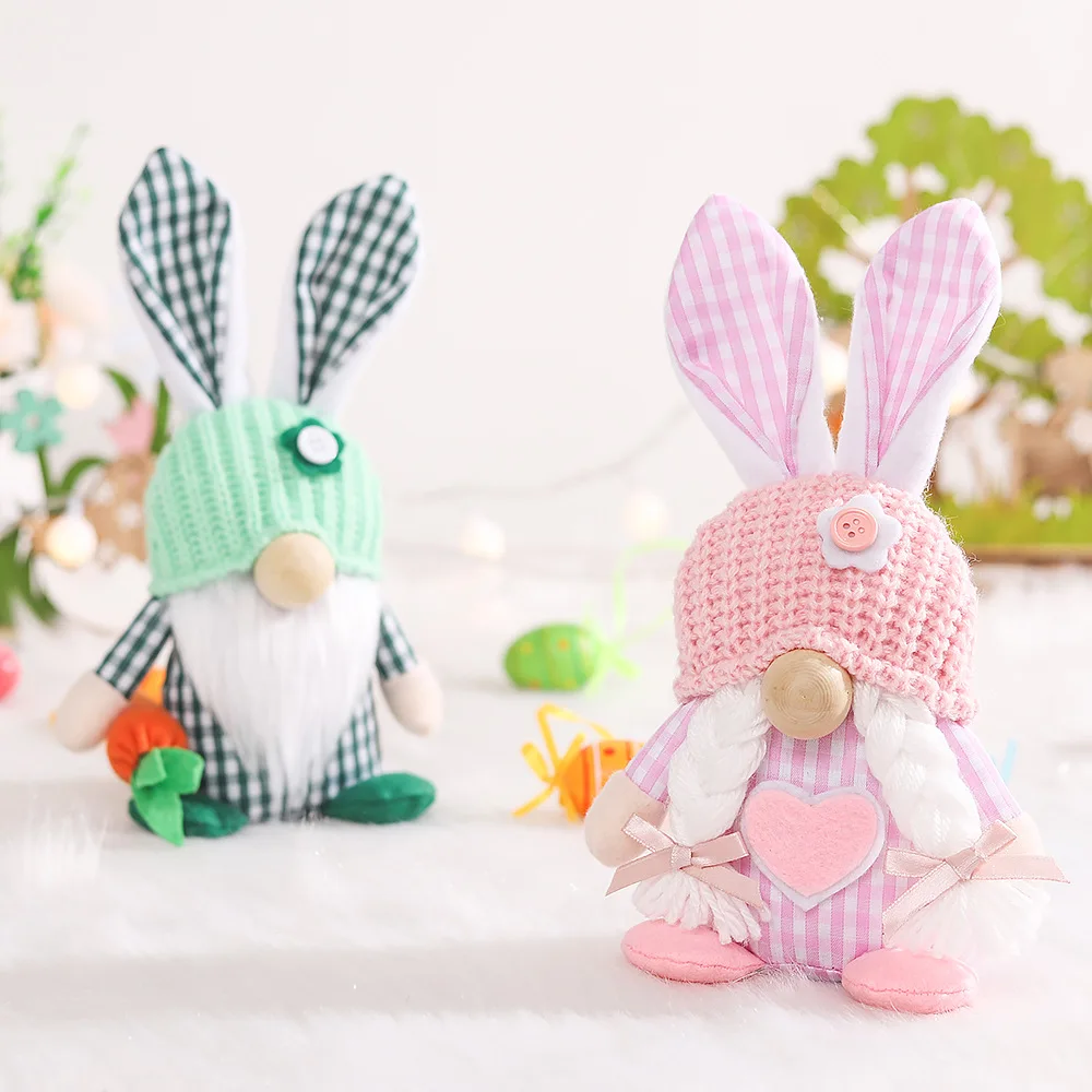 Easter Bunny Gnomes Doll Decoration Faceless Dwarf Standing Doll Easter Toy Desktop Ornament For Festival Gift Home Supplies
