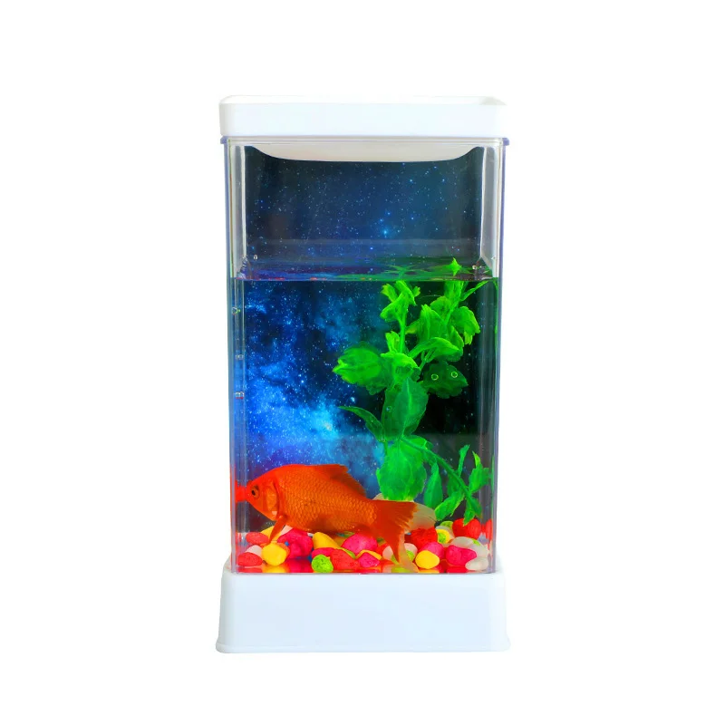 Aquarium Fish Tank LED 8 Light Colors USB Switch Replaceable Background Home Office Artificial Aquatic Plant Desk Table Fishbowl