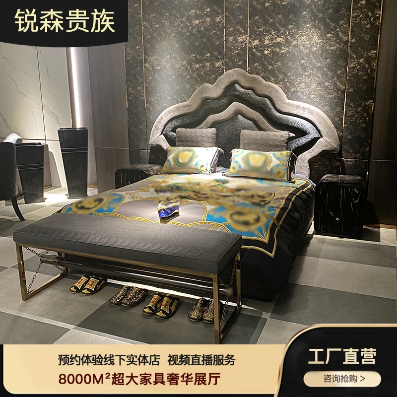 MO LAN Modern light luxury Italian luxury wedding bed Hong Kong-style master bedroom 1.8 2.2m king bed group