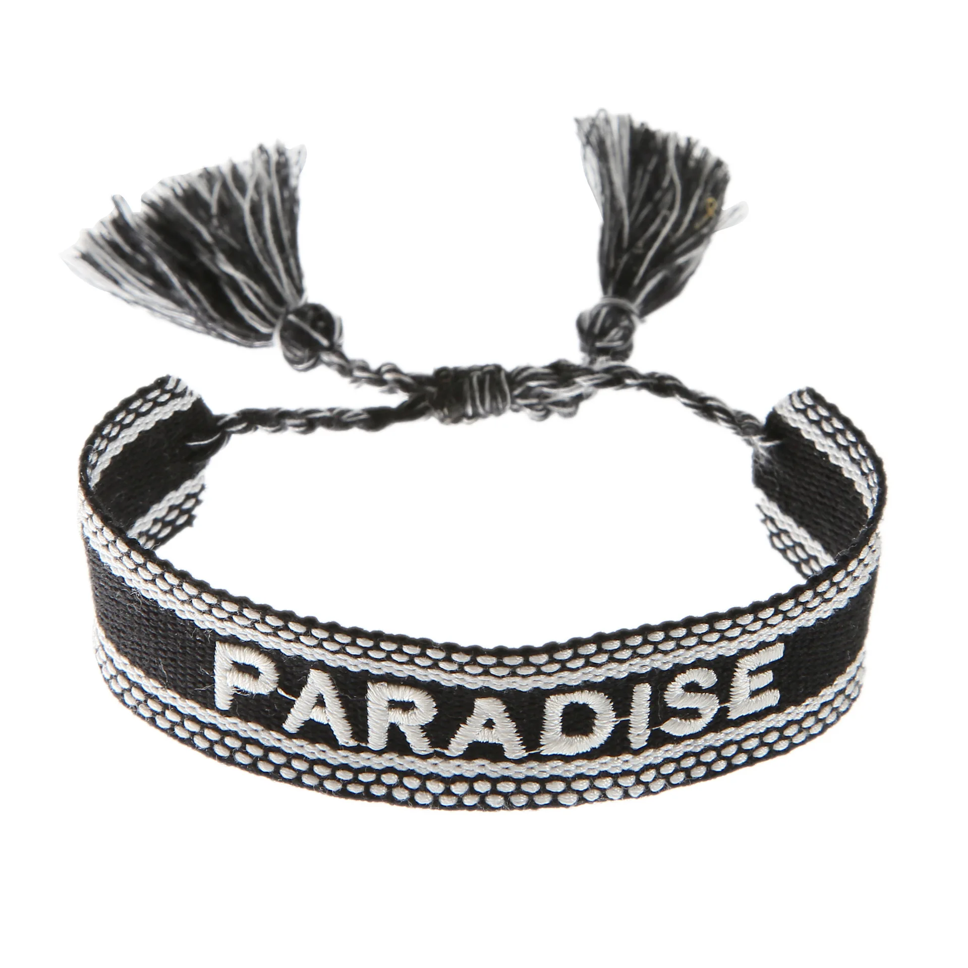 Woven Cord Tassel Wrap Bracelet Bohemia Knitted Word Letter Pattern Adjustable Wristband for Women Men Boho Ethnic Rope