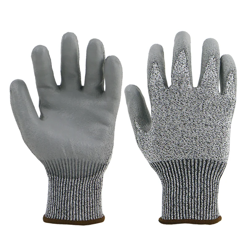 Wholesale ansi level 4 A4 work hppe cut resistant hand protective pu coated gloves