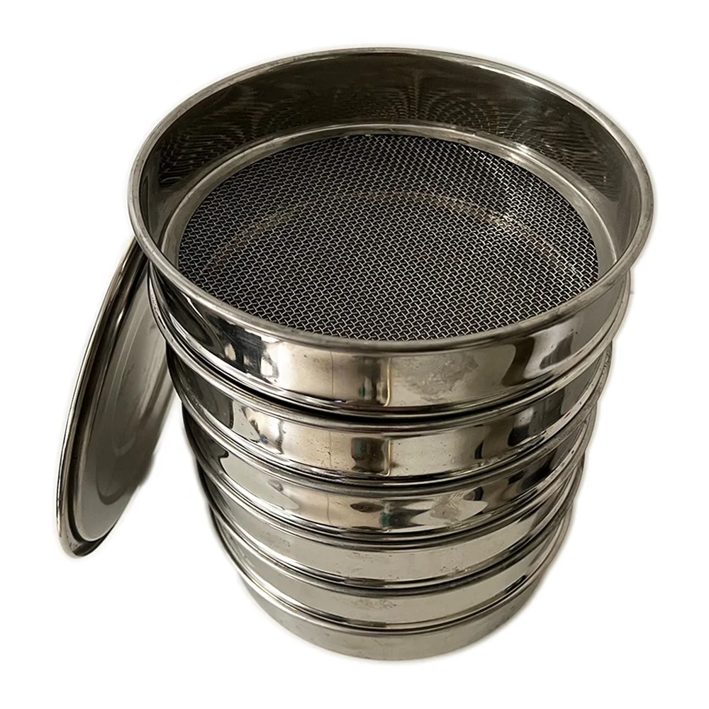 NERS Different Mesh Size Stainless Steel 6 Layers Soil/Test Sieve with Lid and Catch Pan