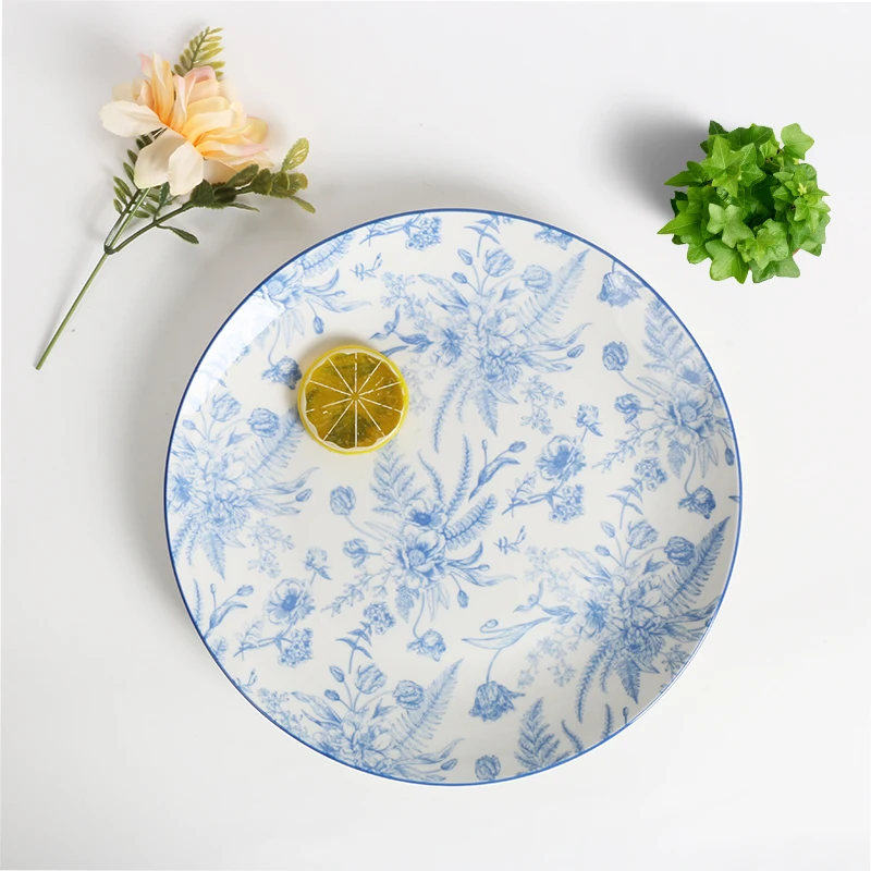 20 years experience pad printing flower dinner set 12pcs porcelain plates sets dinnerware