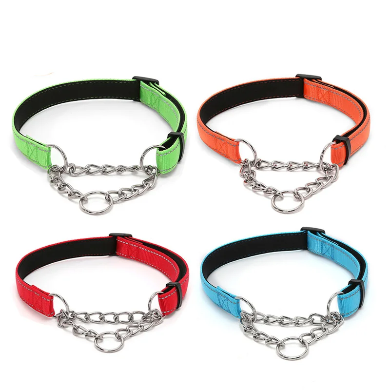 Adjustable Dog Collar Half Semi Choke Choker Check Chain Nylon Training Trainer