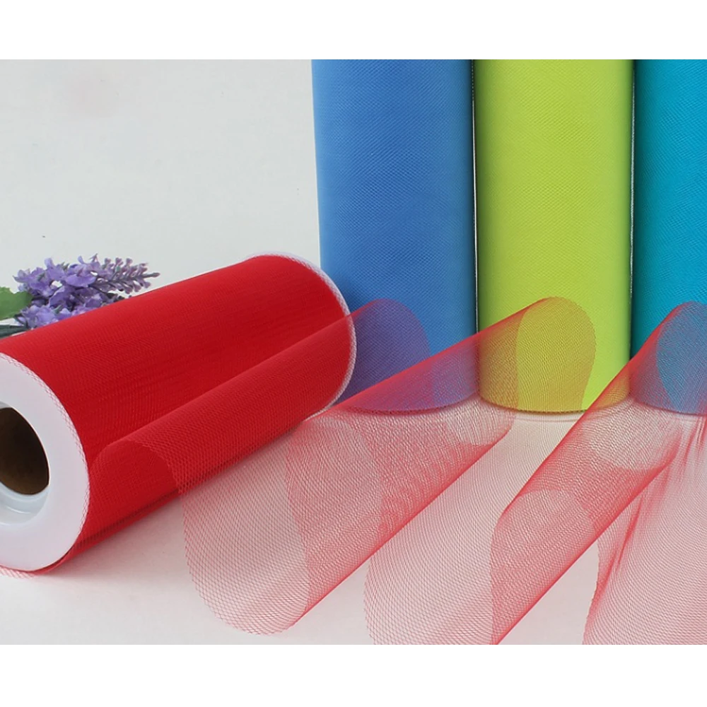 Polyester Medium-hard Mesh 15cm Width 26 Yard Tulle TuTu Skirt Net Fabric Roll for Wedding Dress Decoration