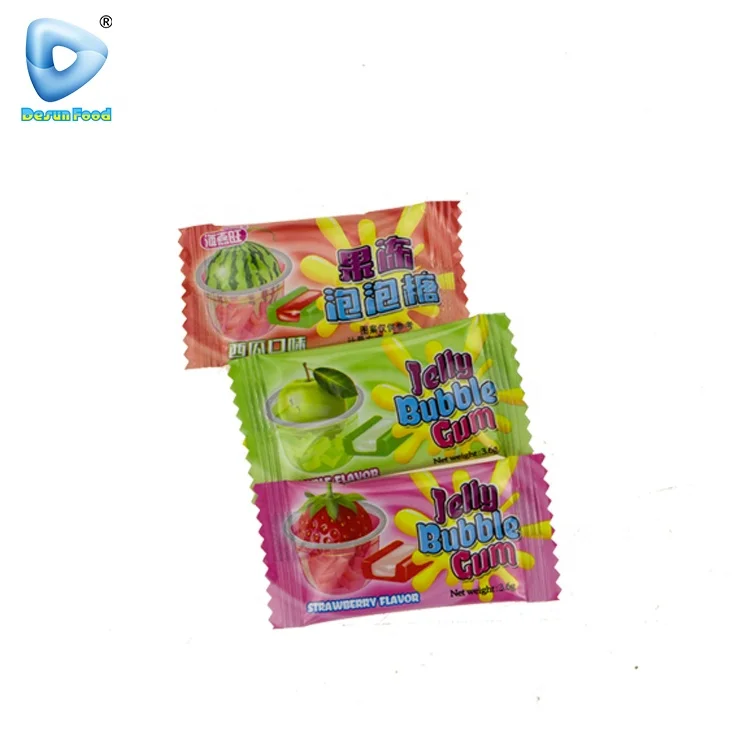 Wholesale custom colorful fruit chewing jelly jam bubble gum