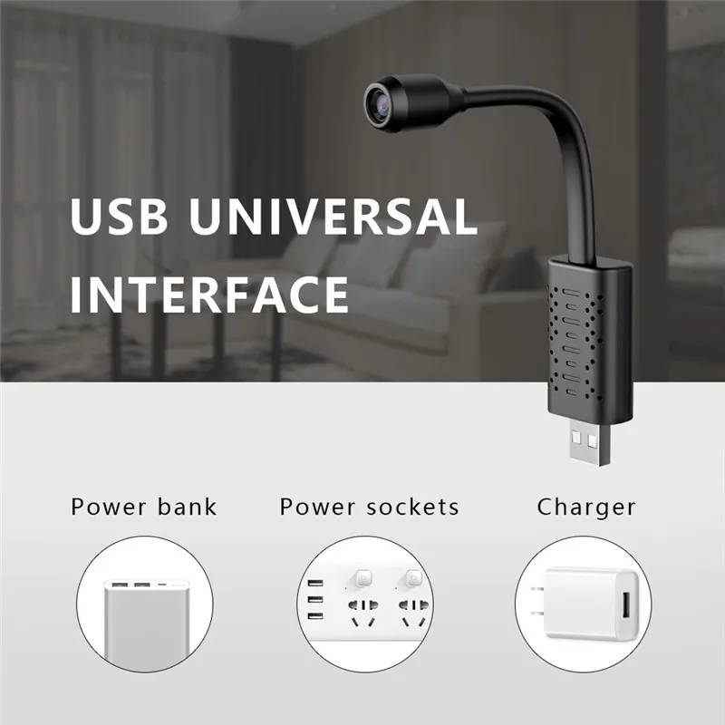 Regis HD U21 Smart Wifi USB Camera Real-time Surveillance IP Camera Spy Micro AI Human Detection Mini camera Support 128G