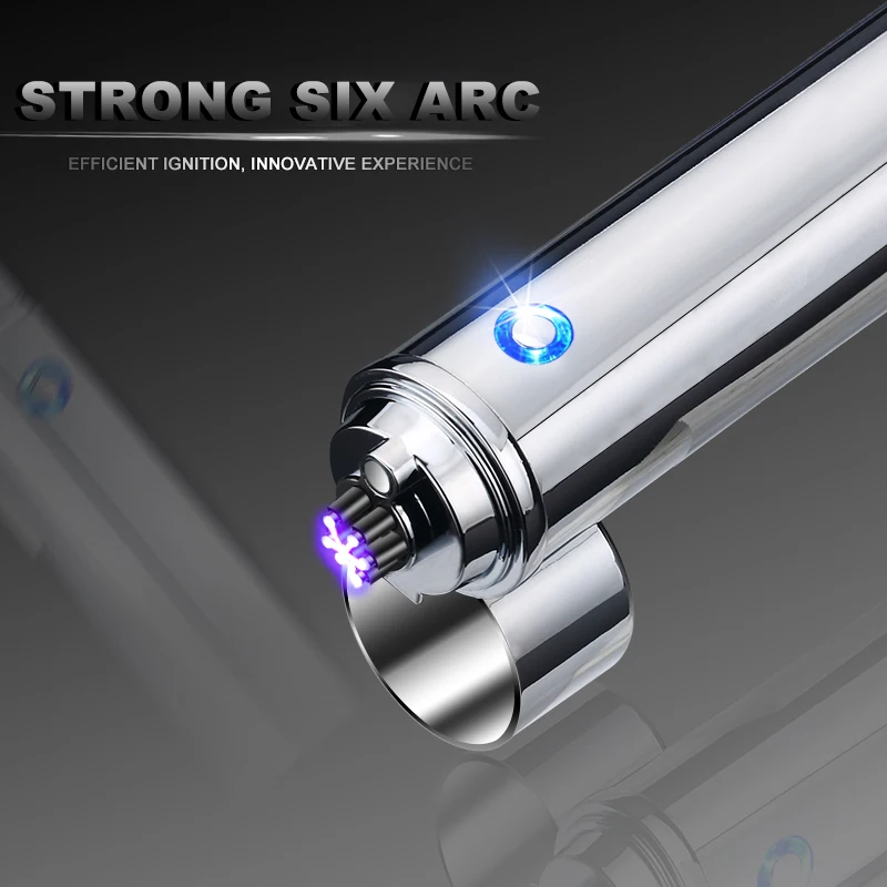 Newest style six head fire power electronic  usb recharge arc cigar lighter