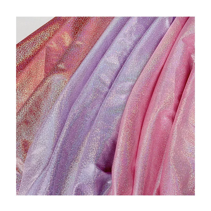 Colorful foil wrinkle fashion dot design knit  solid color holographic reflective flash point foil polyester fabric