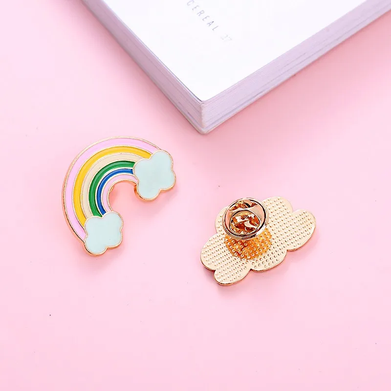 Lovely Rainbow Clouds shaped Brooches Clothing Lapel Pin Badge Weather Jewelry Gift For Kids Girls