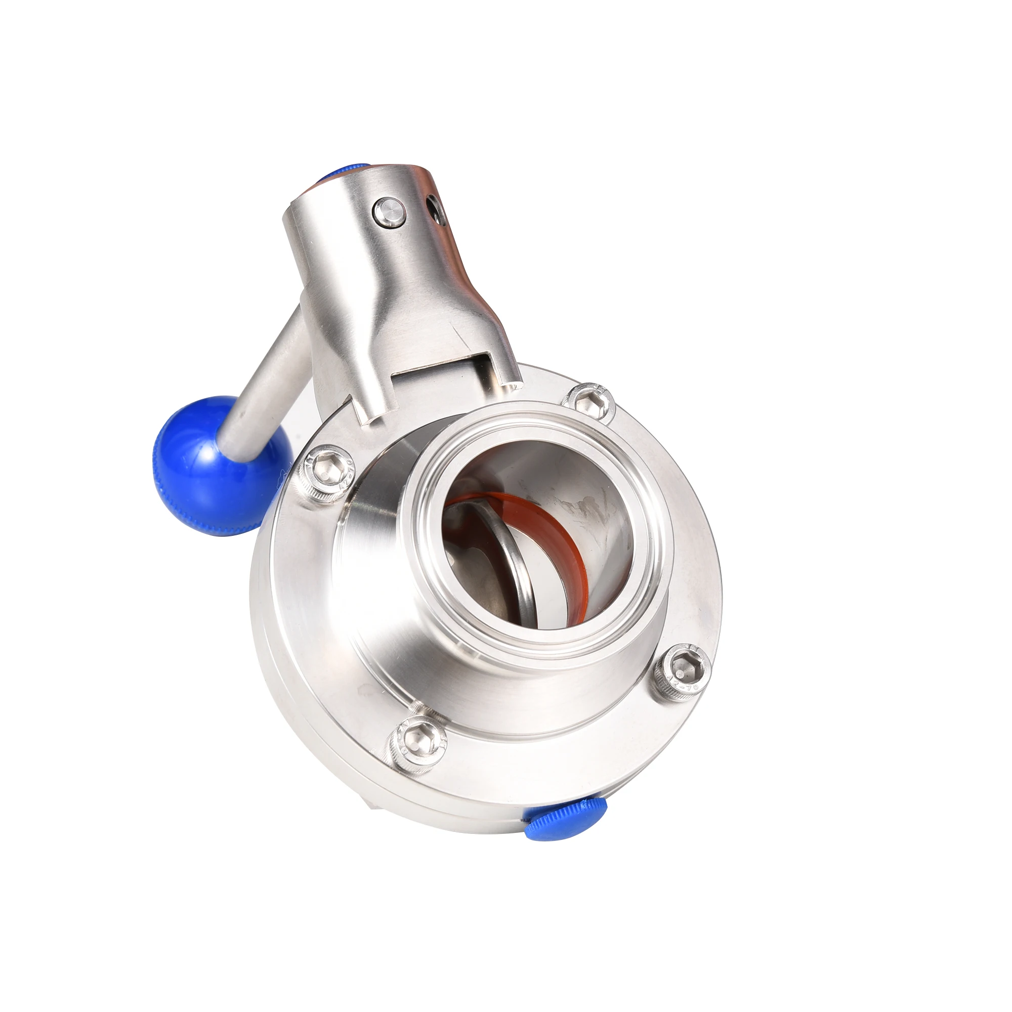 Food Grade Stainless Steel SS304 SS316L Manual Tri Clamp Butterfly Valve With Pull Handle