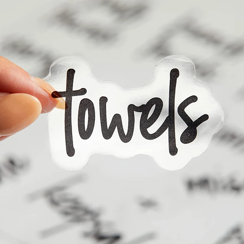 Custom Beauty and Makeup Preprinted Stickers Bathroom Labels Talented Kitchen Script Bathroom Organization Labels White Bath