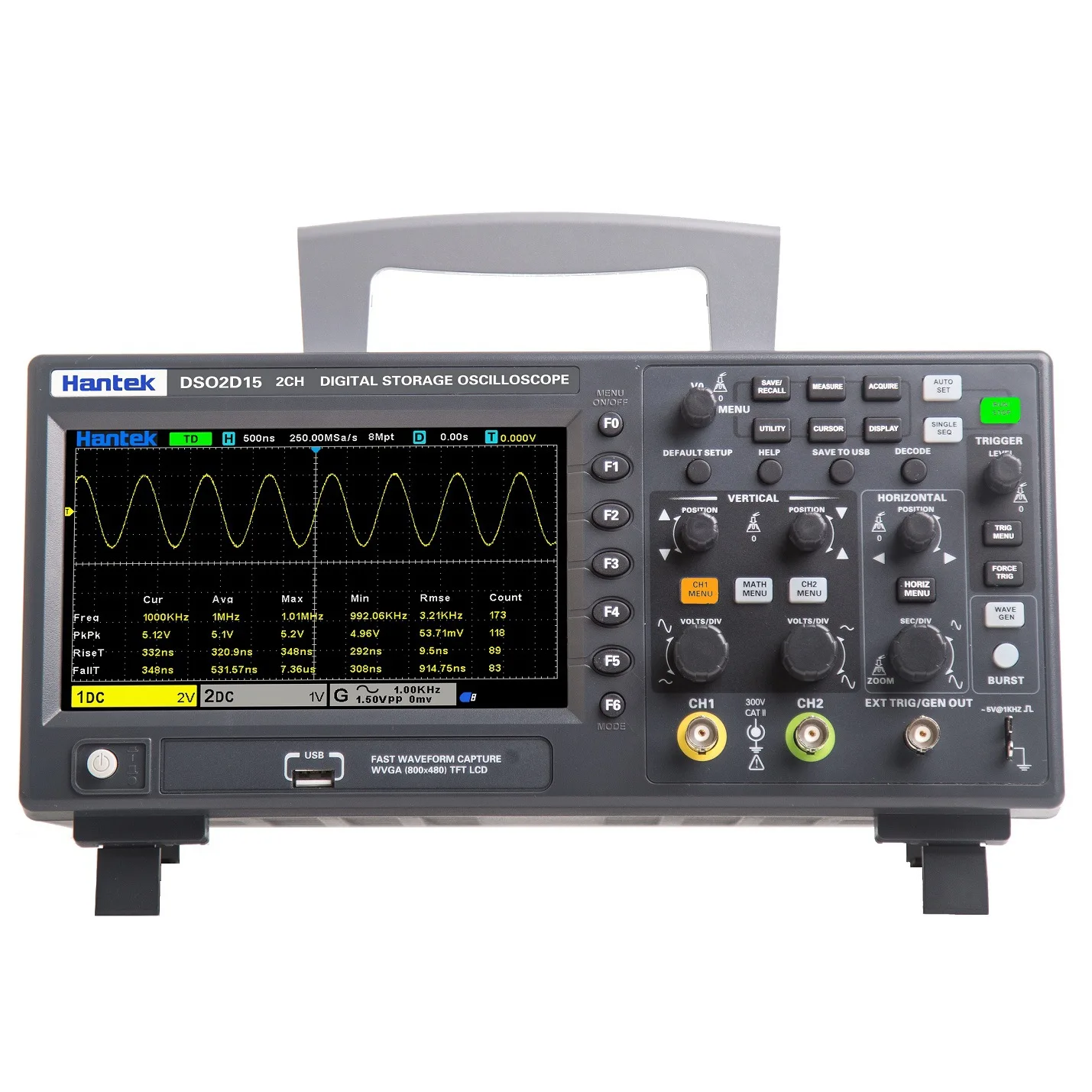 Hantek Dso2c10 Dso2c15 Dso2d10 Dso2d15 With Signal Source 100mhz 2ch Digital Storage Oscilloscope
