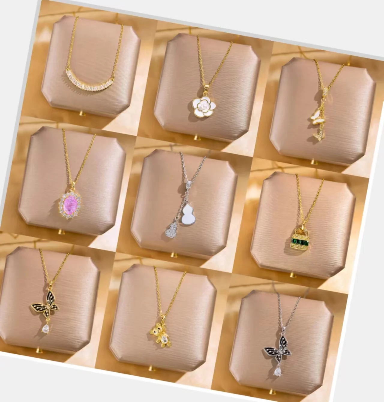 Jiheng Wholesale Butterfly Pearl Letter Stainless Steel Jewelry Gold-plated Zircon Heart Star Moon Necklaces Jewelry of Women