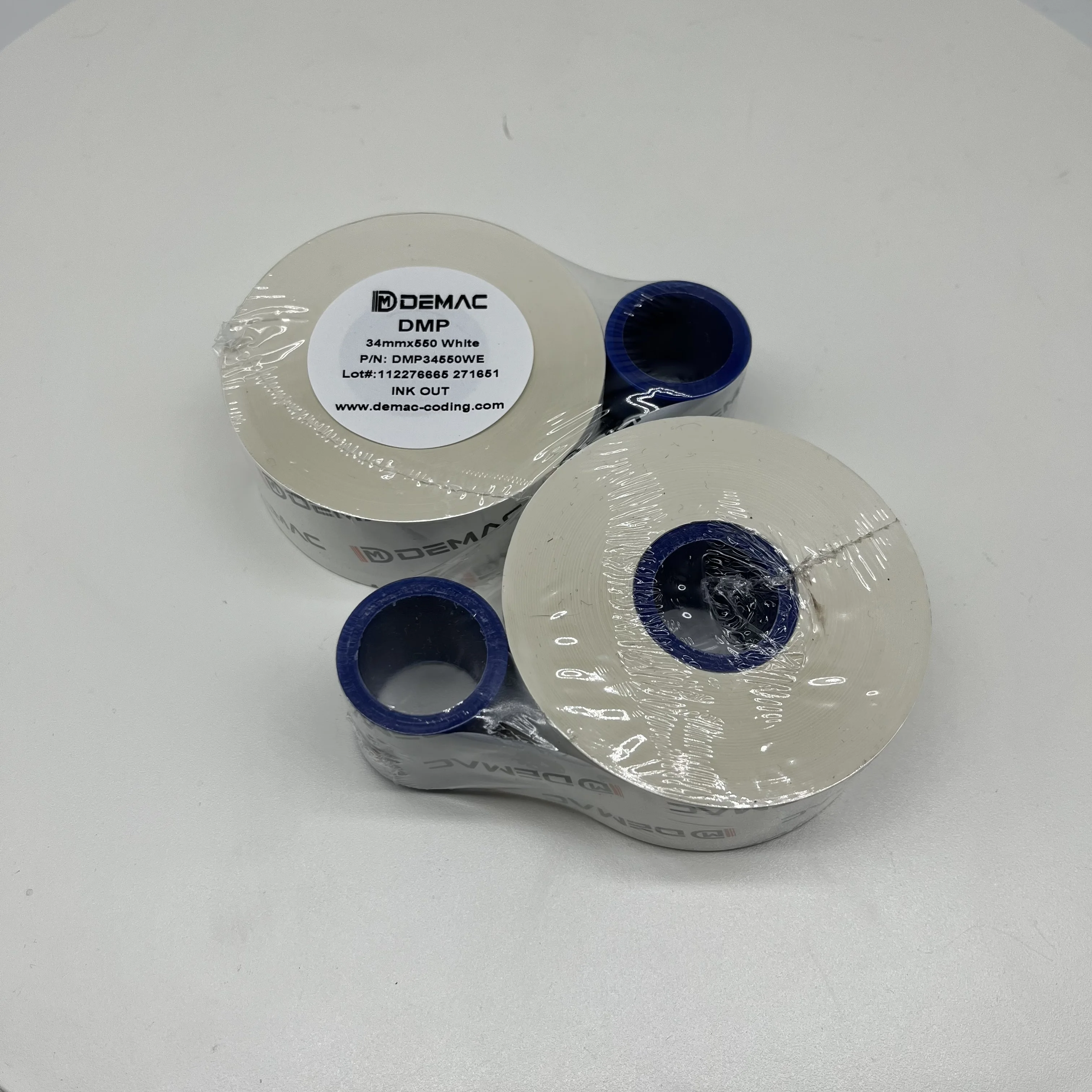 DEMAC DMP Premium Wax-Resin 34mm*550mm White Thermal Transfer Ribbon TTO Ribbon for TTO printer