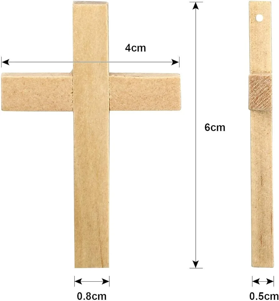 Natural Wooden Cross Wooden Cross Pendant Mini Cross Beads DIY Crafts Jewelry Making Wood