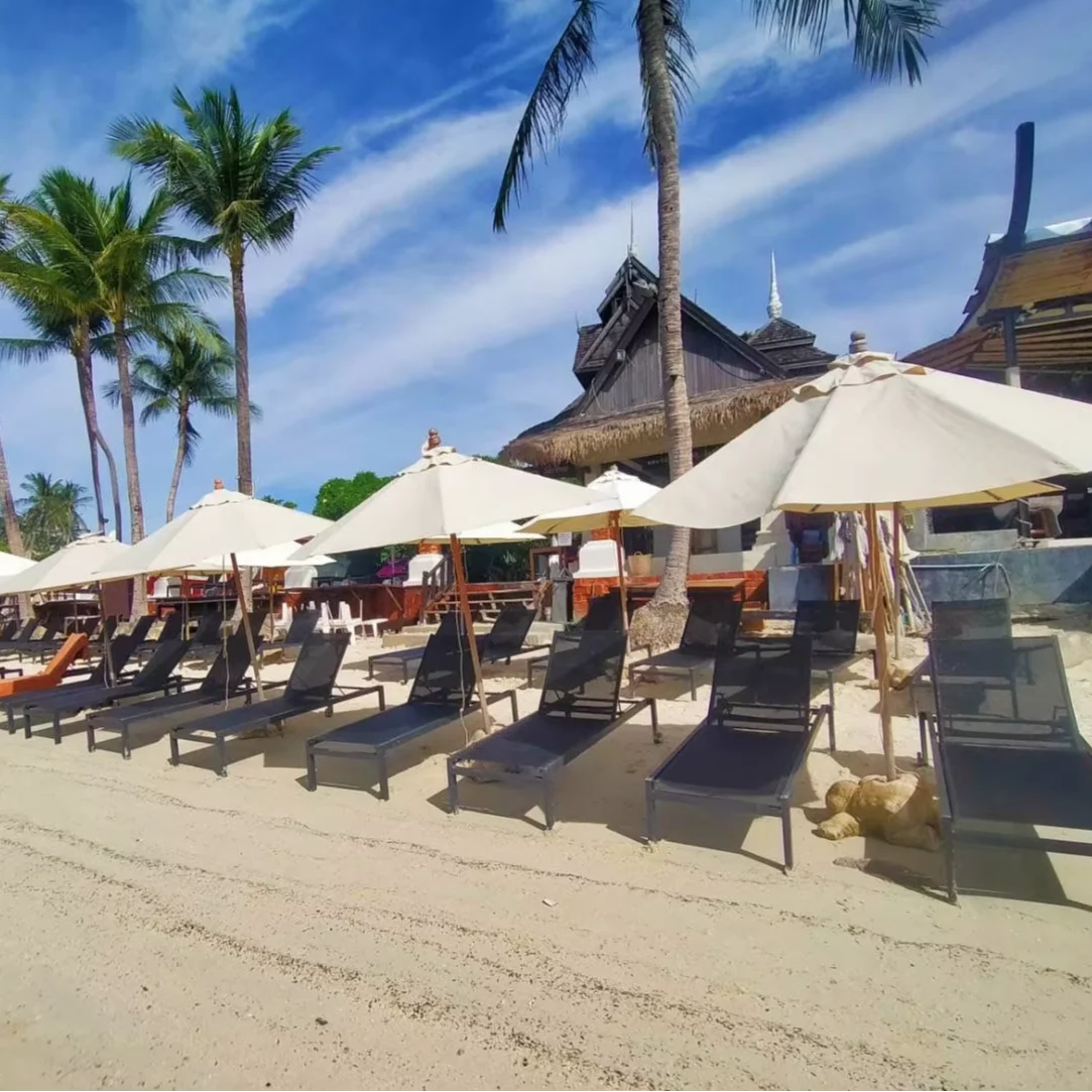 Hot sell design 3 meter round cheap white garden outdoor furniture umbrella brown color beach umbrella